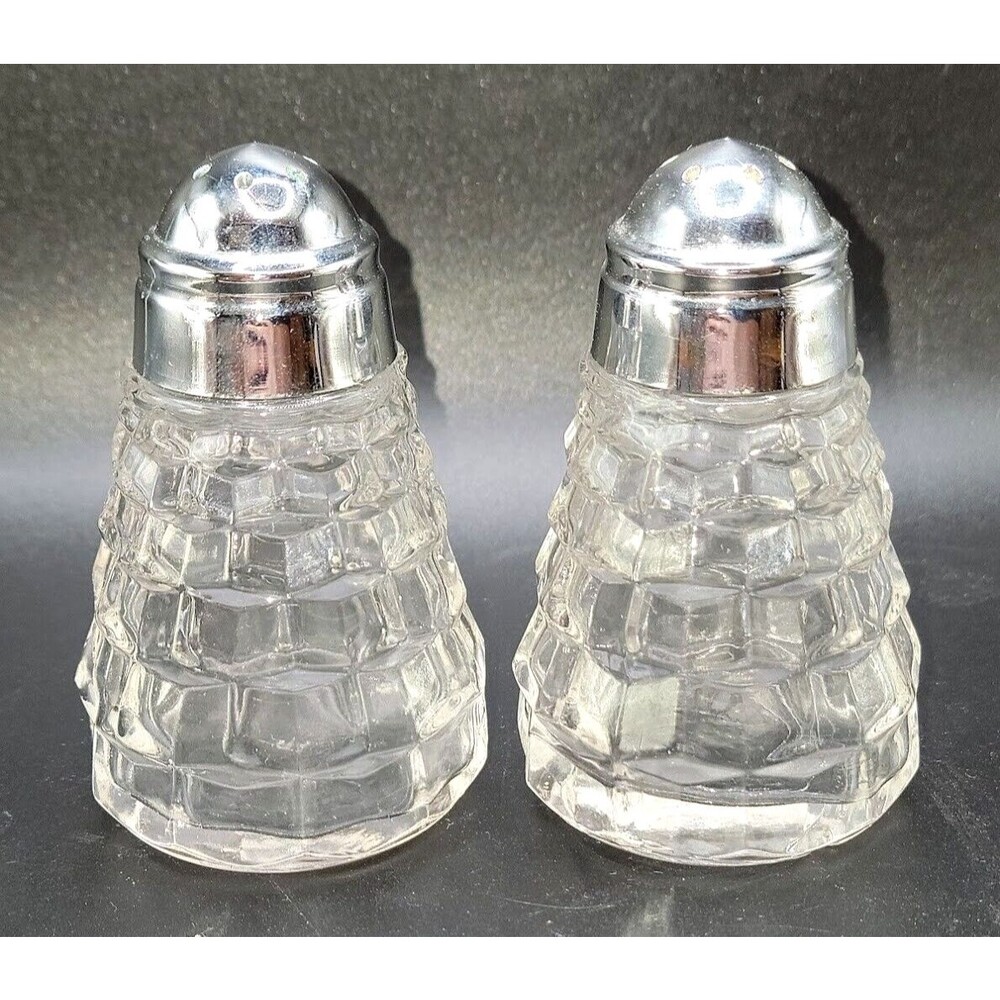 Vintage 1950s Indiana Colony Whitehall Clear Glass Salt and Pepper Shaker Set